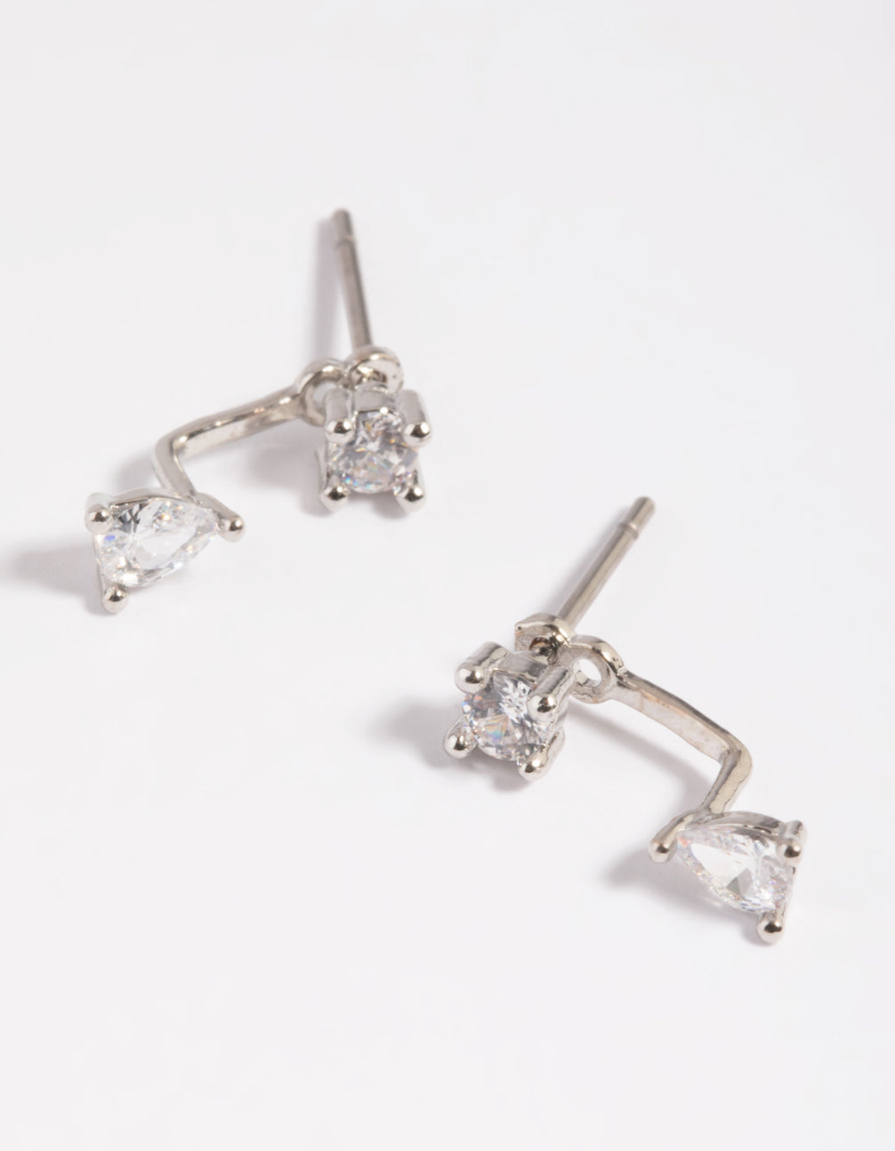 Silver Cubic Zirconia Teardrop Jacket Earrings