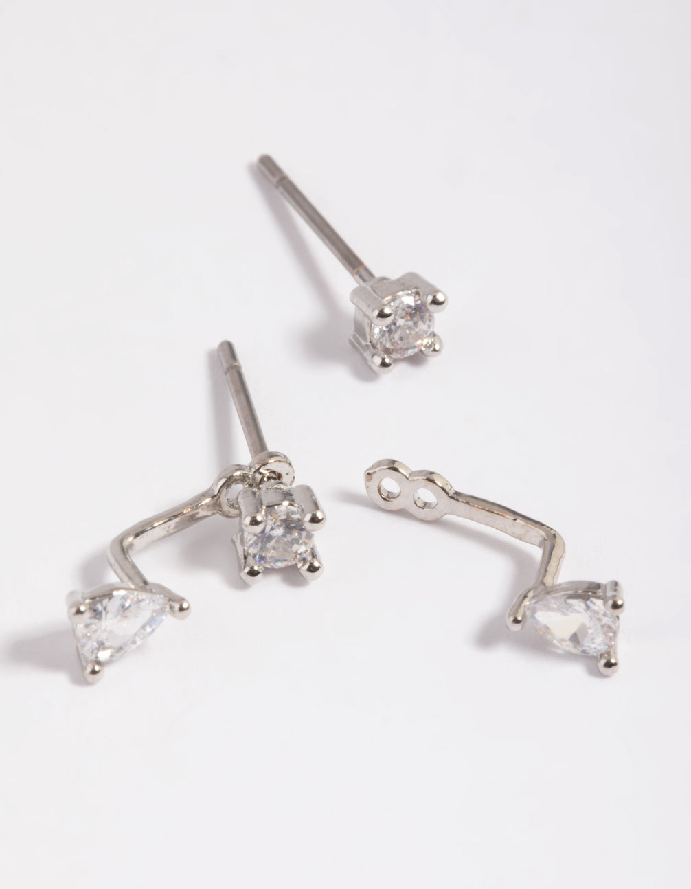 Silver Cubic Zirconia Teardrop Jacket Earrings