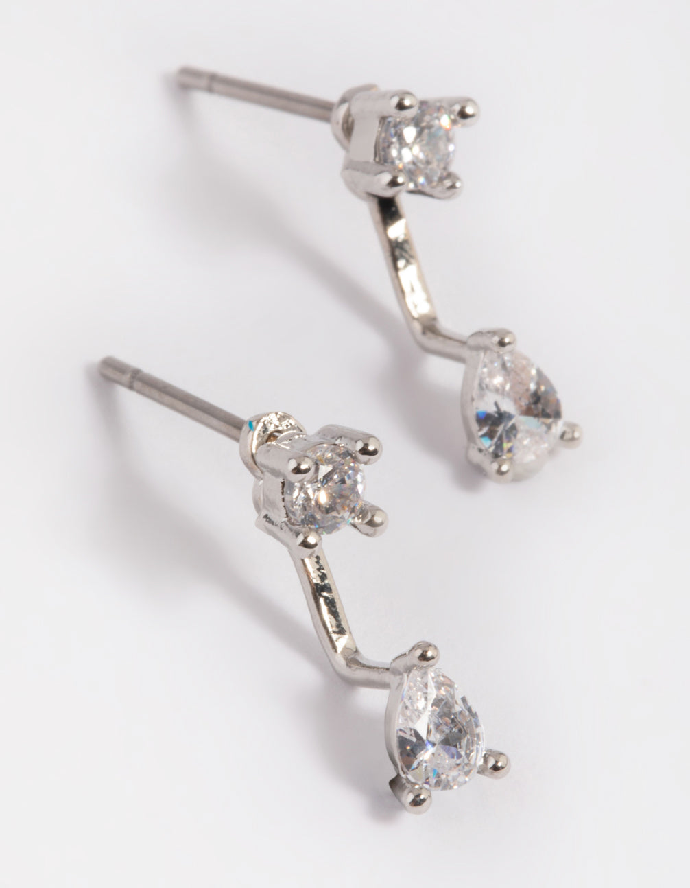 Silver Cubic Zirconia Teardrop Jacket Earrings