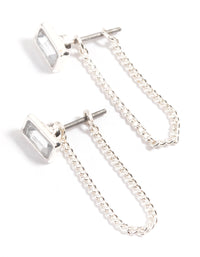 Silver Emerald Chain Jacket Earrings - link has visual effect only