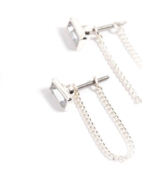 Silver Emerald Chain Jacket Earrings - link has visual effect only