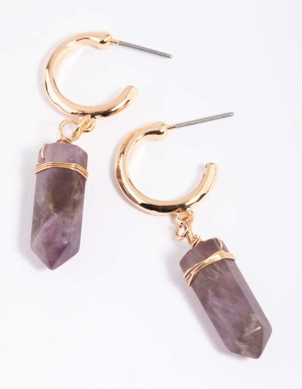 Amethyst Shard Hoop Earrings