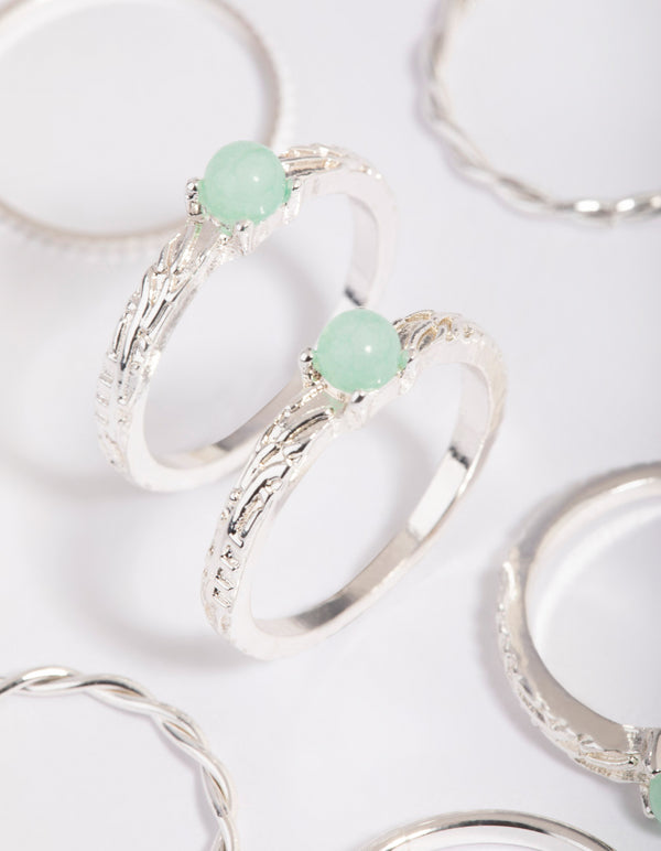 Green Fluorite Textured Ring Stack Pack