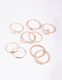 Rose Gold Moon Mixed Ring Stack Pack - link has visual effect only