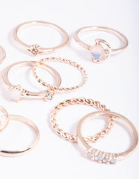 Rose Gold Moon Mixed Ring Stack Pack - link has visual effect only
