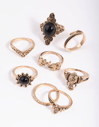 Antique Gold Elephant Ring Stack 8-Pack - link has visual effect only