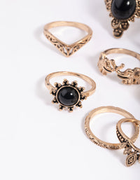 Antique Gold Elephant Ring Stack 8-Pack - link has visual effect only