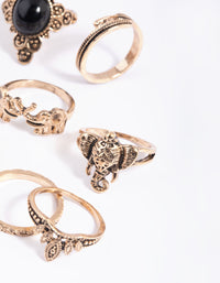Antique Gold Elephant Ring Stack 8-Pack - link has visual effect only