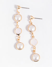 Gold Mixed Pearl Drop Earrings - link has visual effect only