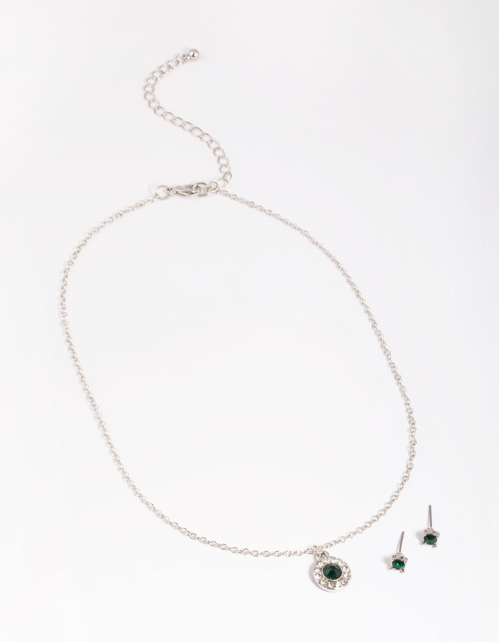 Silver Diamante Necklace & Earrings Set