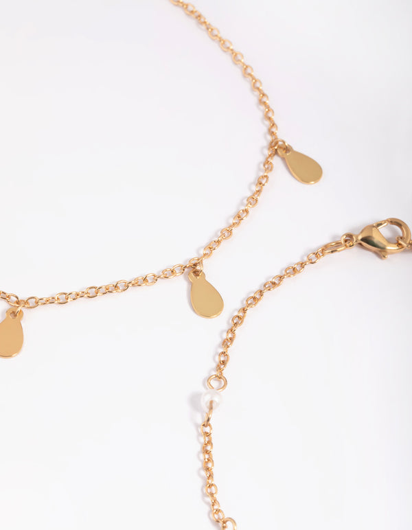 Gold Pearl & Pear Anklet