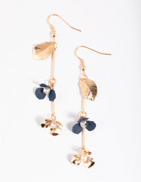 Navy Flower Drop Earrings - link has visual effect only