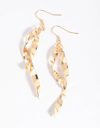 Gold Ribbon Drop Earrings - link has visual effect only