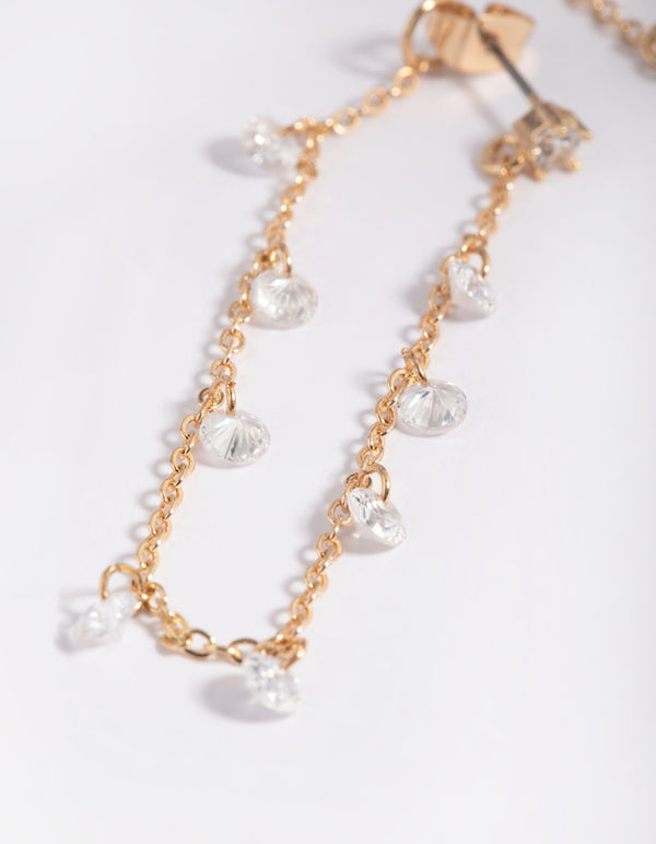 Gold Cubic Zirconia Floating Drop Earrings