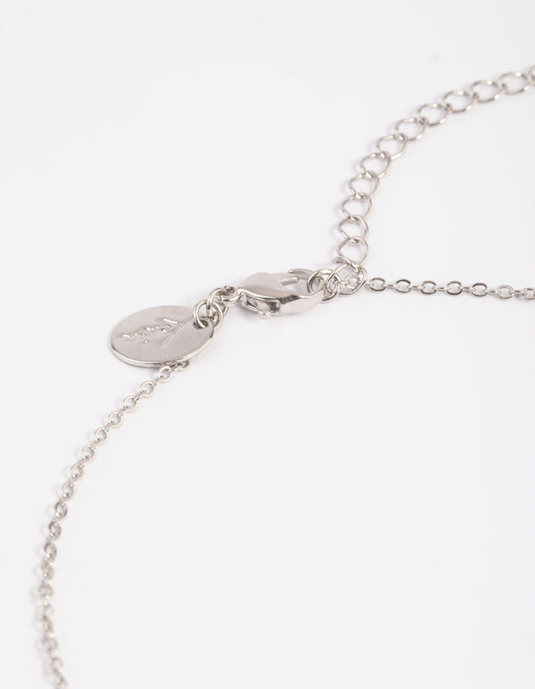 Rhodium Regal Pear Pendant Necklace