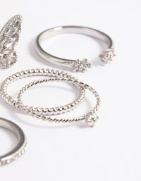 Silver Cubic Zirconia Butterfly Ring Stack Pack - link has visual effect only
