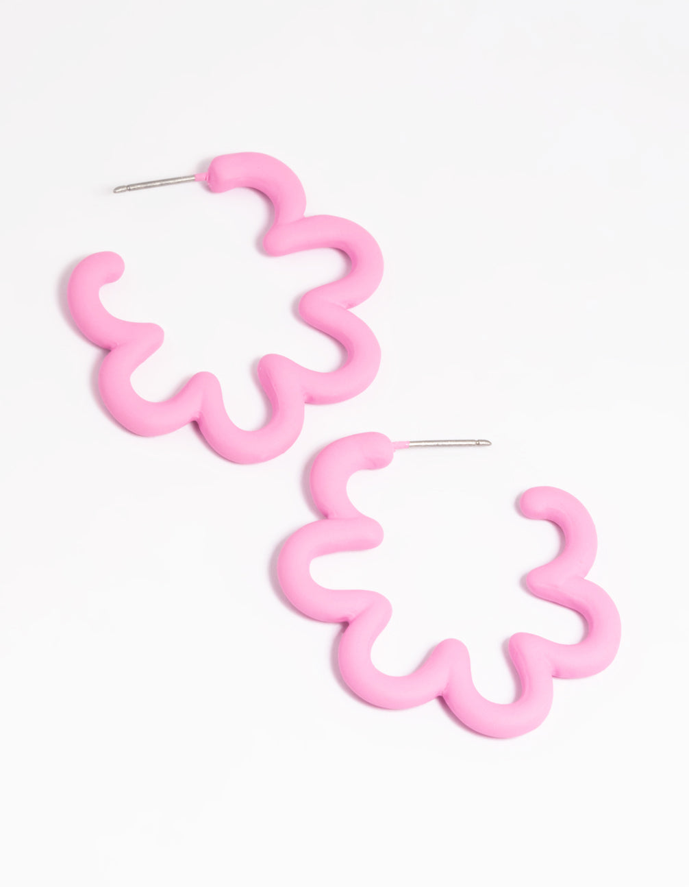 90s Matte Pink Squiggle Hoop Earrings