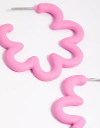 90s Matte Pink Squiggle Hoop Earrings - link has visual effect only