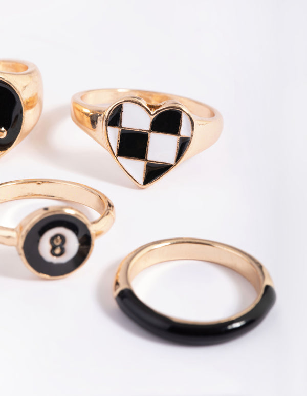 90s Yin Yang Ring Stack Pack