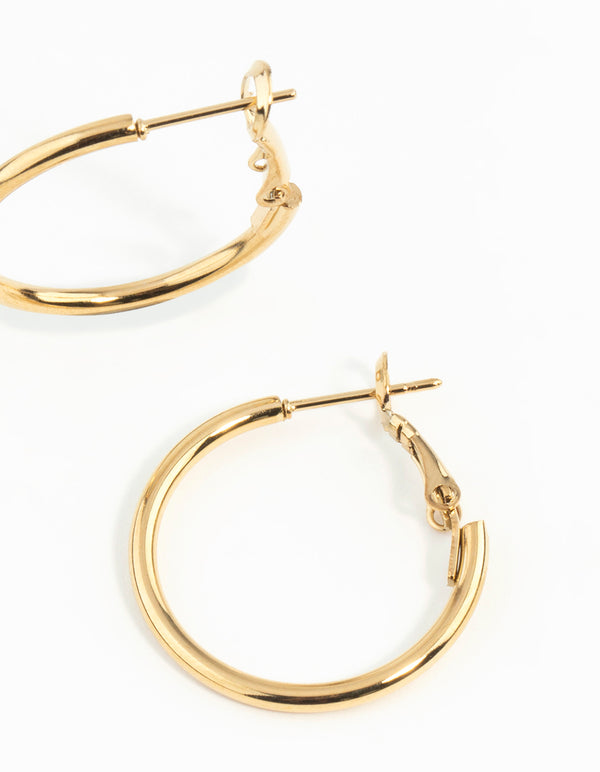 Waterproof Gold Plated Stainless Steel Thin Hoop Earring Pack