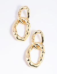 Gold Plated Molten Link Drop Earrings - link has visual effect only