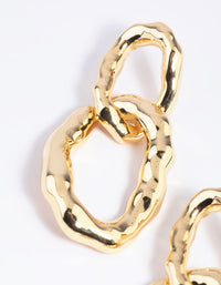 Gold Plated Molten Link Drop Earrings - link has visual effect only