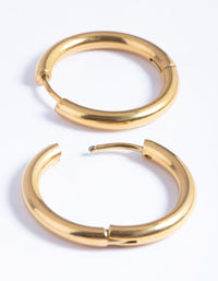 Gold Plated Stainless Steel Classic Huggie Hoop Earrings - link has visual effect only