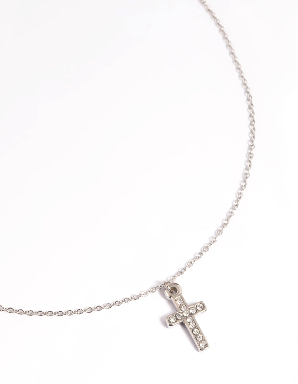 Waterproof Stainless Steel Cubic Zirconia Cross Necklace
