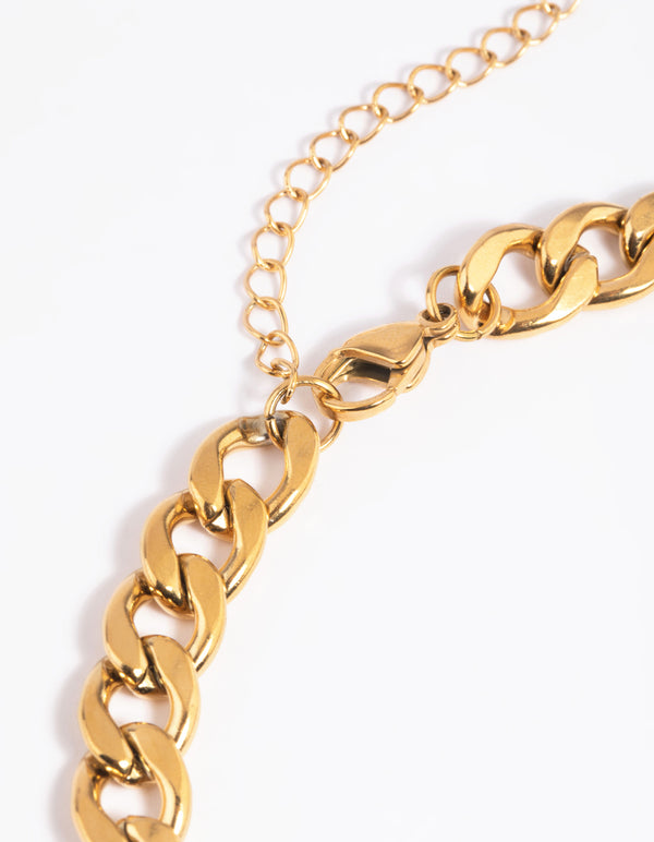 Waterproof Gold Plated Stainless Steel Chunky Chain Necklace