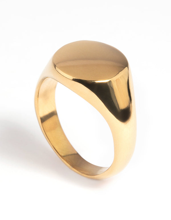 Waterproof Gold Plated Stainless Steel Signet Ring