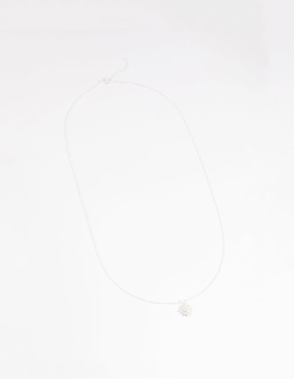 Sterling Silver Cubic Zirconia Sun Necklace