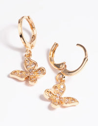 Gold Diamante Butterfly Huggie Hoop Earrings - link has visual effect only