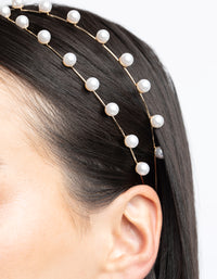 Gold Cross Over Pearl Headband - link has visual effect only