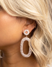 Rose Gold Diamante Oval Drop Earrings - link has visual effect only
