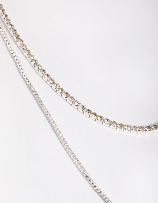 Silver Diamante Layered Necklace