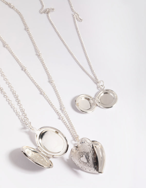 Antique Silver Mixed Locket Layered Necklace