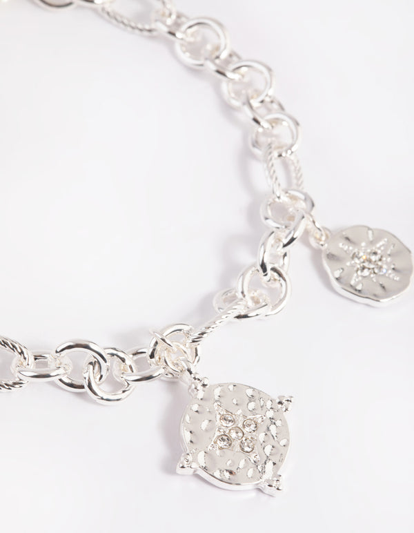 Silver Celestial Coin Toggle Bracelet