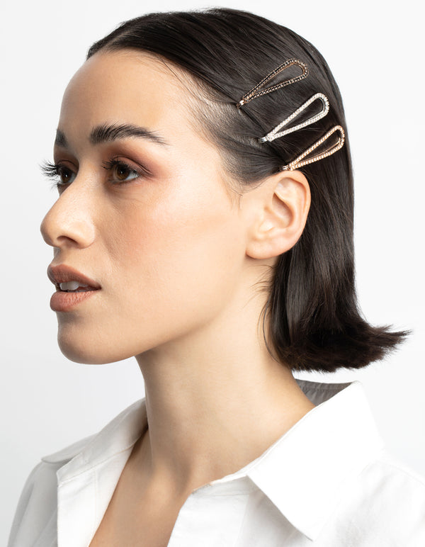 Mixed Metal Diamante Slide Clips