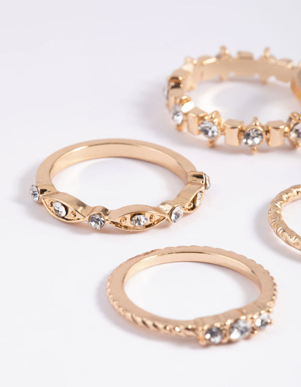 Gold Classic Bling Ring Stack Pack