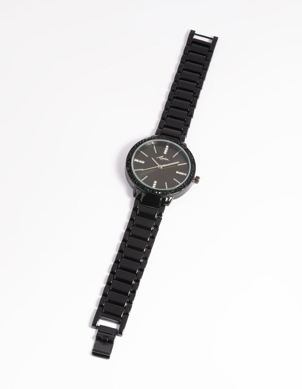 Gunmetal Diamante Link Strap Watch