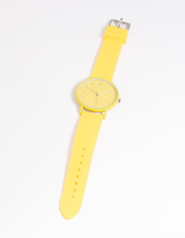 Yellow Bright Silicon Strap Watch