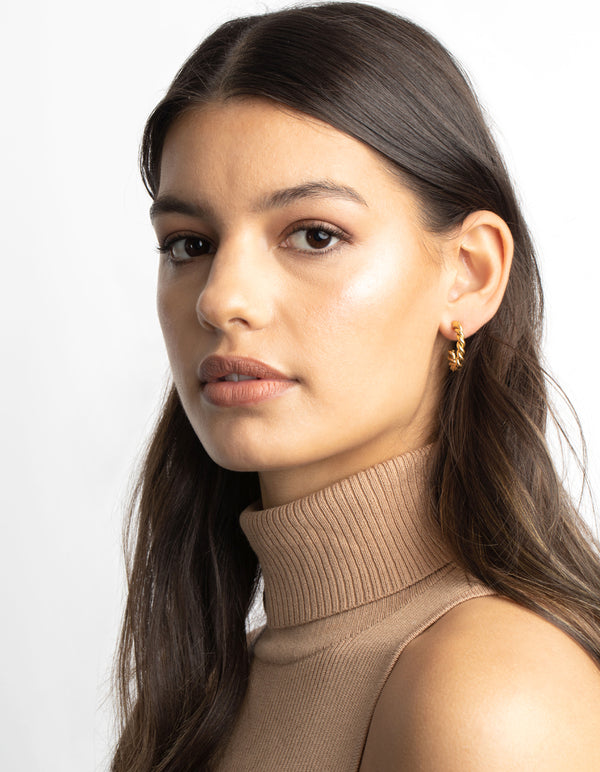 Gold Plated Surgical Steel Twisted Hoop Earrings