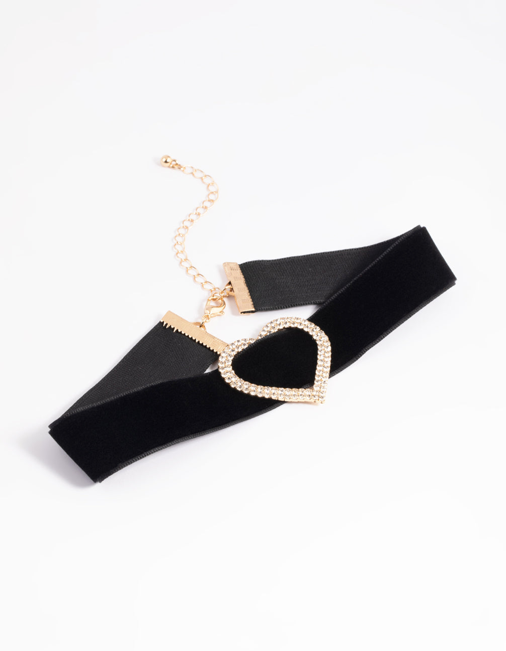 Black Velvet Diamante Heart Choker