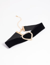 Black Velvet Diamante Heart Choker - link has visual effect only