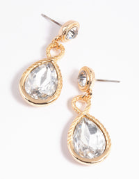Gold Diamante Twisted Drop Earrings - link has visual effect only