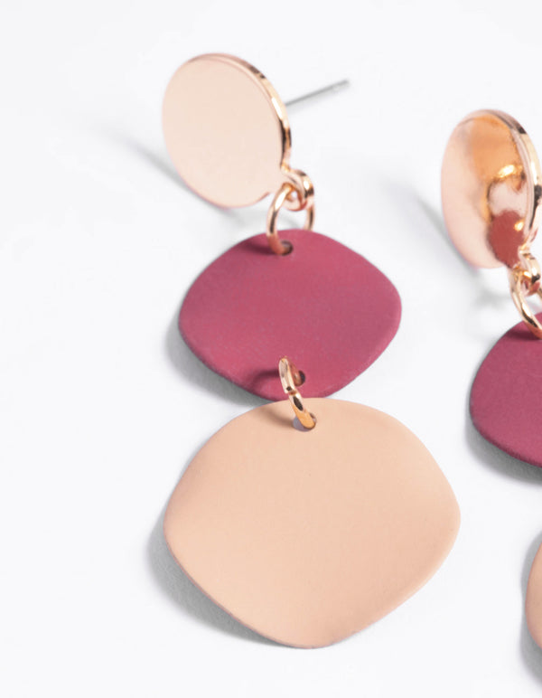 Maroon Circular Drop Earrings