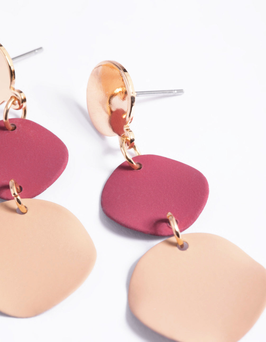 Maroon Circular Drop Earrings