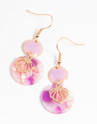 Lilac Circle Shell Drop Earrings - link has visual effect only