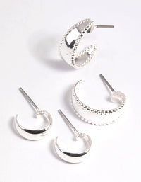 Silver Wide Hoop Earring Set - link has visual effect only