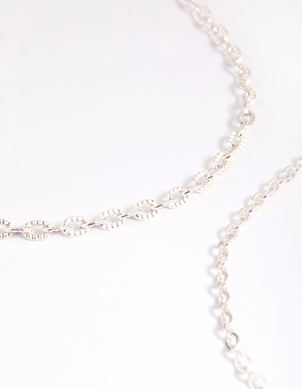 Silver Twisted Anklet Set
